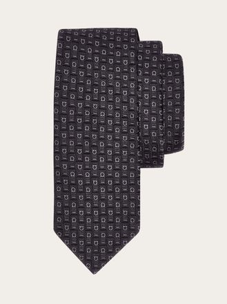 Ferragamo Men Ferragamo Monogram jacquard tie Grey