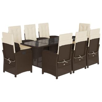 vidaXL Vidaxl - Set Da Pranzo Da Giardino 9pz Con Cuscini Marrone In Polyrattan