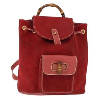 Gucci Pre-owned Backpacks, female, Red, Size: ONE SIZE Pre-owned Suede Backpack