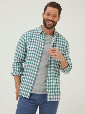 Fat Face FatFace Green Gingham Linen Shirt