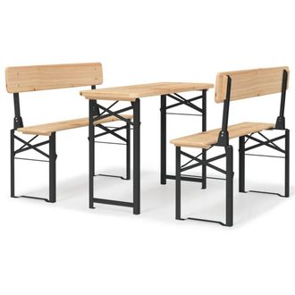 Berkfield Home 3 Piece Folding Beer Table Set Solid Wood Fir in Brown