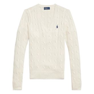 Polo Ralph Lauren V-neck Knitwear, female, White, Size: XL Polo Ralph Lauren Sweaters White