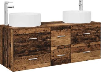 vidaXL Juego De Muebles De Ba&ntilde;o 3 Uds. Madera Envejecida Vidaxl