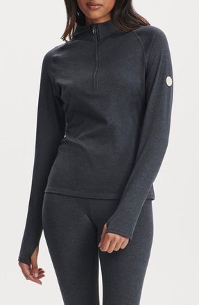 Varley Always Warm Half Zip Base Layer Top in Black Marl at Nordstrom, Size X-Small