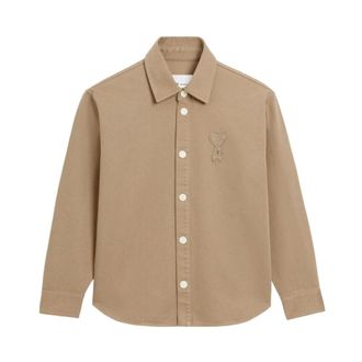 Ami Casual Shirts, male, Beige, Size: L Ami de Coeur Overshirt