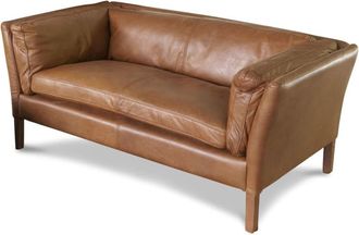 PIB Sof&aacute; de 2 plazas de cuero marr&oacute;n