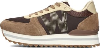 Woden Schoenen, Dames, Bruin, 37 EU, Katoen, Bruine Plateau Sneakers Ronja