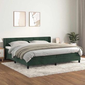 vidaXL Vidaxl - Cama Box Spring Con Colch&oacute;n Terciopelo Verde Oscuro 200x200 Cm