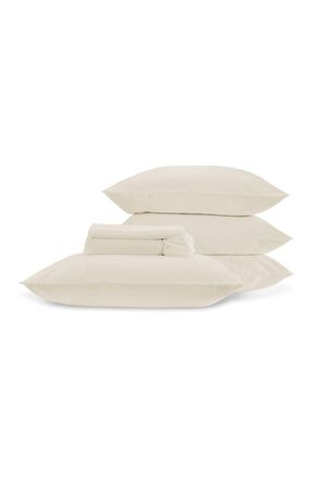 Christy 400TC Luxury Cotton Sateen Plain Dye Full Sheet Bundle in Ivory | Size: Double
