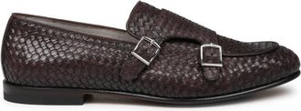 Mille885 Woven Leather Loafers with Double Silver Buckle Detail