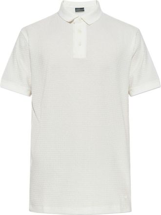 Emporio Armani White Printed cotton polo shirt