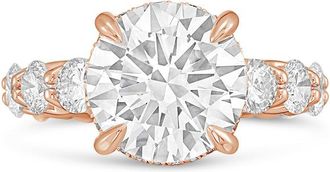 Diana M. Jewels 18kt rose gold lab grown 8ct Lab Grown Round Diamond Halo Ring with Diamond Accents