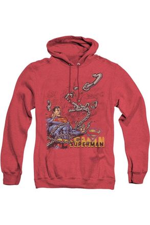 Gildan Superman Breaking Chains Adult Heather Hoodie / Hooded Sweatshirt