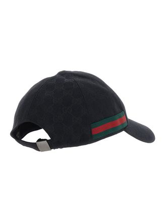 Gucci Mens Baseball Cap With Web Detail Black Gg Canvas Hat