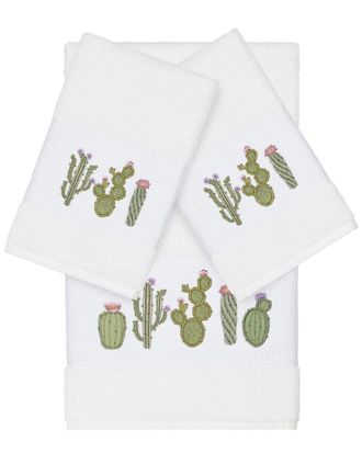 Linum Home Textiles Mila Turkish Cotton 3Pc Embellished Towel Set