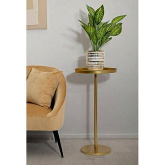 Dmora Dmora - Mesa De Caf&eacute; Prizren, Encimera De Sal&oacute;n, Revistero Para Sof&aacute;, Estante De La Sala De Estar, Oro, 41x41 H80 Cm