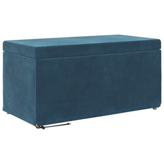 vidaXL Pouf Blu 81 X 41 X 40 Cm Velluto E Legno Ingegnerizzato Vidaxl