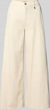 Mos Mosh Wide Leg Jeans mit Applikation Modell Vincent Clay in Ecru, Größe 26