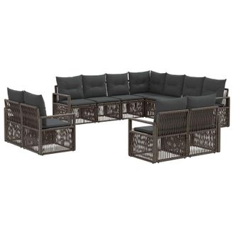 vidaXL Conjunto De Sof&aacute;s De Jard&iacute;n 11 Pcs Gris Rat&aacute;n Sint&eacute;tico Vidaxl
