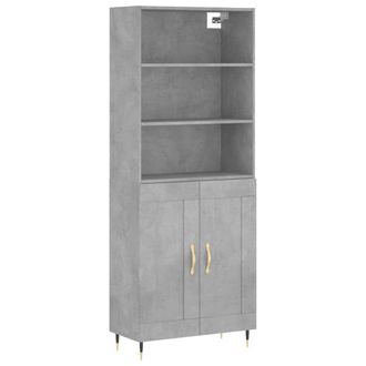 vidaXL Aparador Alto Madera Contrachapada Gris Hormig&oacute;n 69,5x34x180 Cm Vidaxl