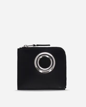 Comme Des Gar&ccedil;ons Silver Eyelet Zip-Around Wallet Black
