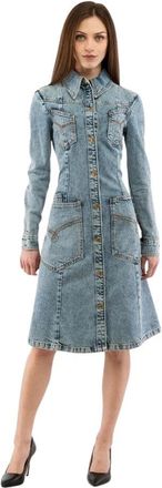 Moschino Shirt Dress - Dames - Shirt Kleedjes - Blauw - XL - Katoen - Kleedjes