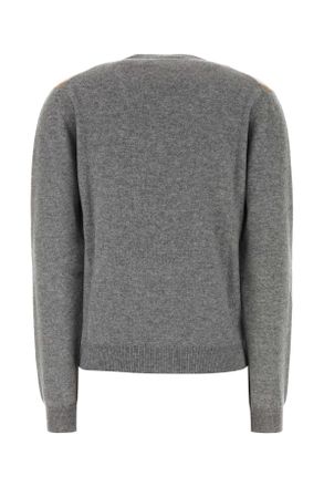 Prada Womens Grey Cashmere Sweater Grigio+cammello Exterior: Maglieria