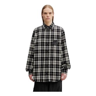VETEMENTS Leren Kruis Flanellen Shirt - Heren - Casual Overhemden - Veelkleurig - L - Katoen - Overhemden