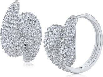 Kenneth Jay Lane Double Curve Pav&eacute; Hoop Earrings in Rhodium Plated at Nordstrom