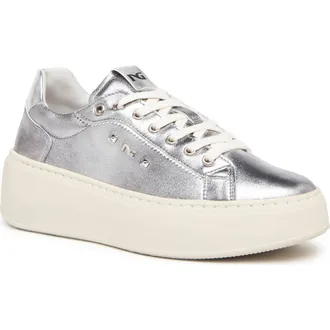 Nero Giardini Metallic Platform Sneaker in Silver at Nordstrom, Size 9Us