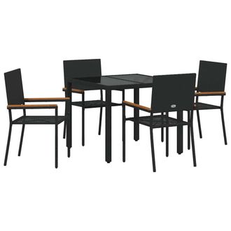 Berkfield Home 5 Piece Garden Dining Set Black Poly Rattan
