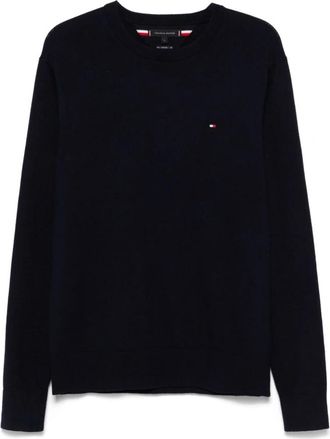 Tommy Hilfiger Trui met ronde hals en logo - Heren - Ronde hals truien - Blauw - L - Truien & Vesten