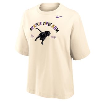 Nike Womens College (Prairie View A&M University) Boxy Cotton T-Shirt in Brown | ZW12573PVUN25-NAT