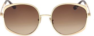 Tom Ford Abbey 58mm Round Sunglasses in Gold Havana /Gradient Brown at Nordstrom