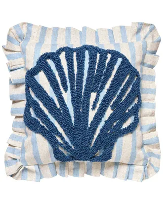 Peking Handicraft Coastal Shell Tufted Hook Pillow
