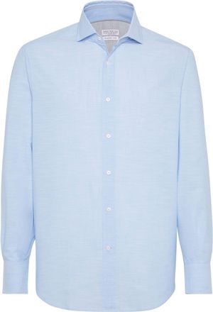 Brunello Cucinelli long-sleeve cotton shirt - men - Cotton - 3XL - Blue