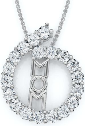 Pompeii3 Diamond Circle Mom Pendant Gold Necklace Lab Grown 18