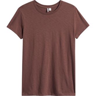 Nordstrom Pima Cotton Slub Crewneck T-Shirt in Brown Roast at Nordstrom, Size Xx-Small