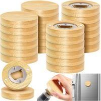 OEM 24 Abridores De Botellas Redondos De Madera De 6,35 Cm Para Armar, Imanes Y Pegatinas Para El Refrigerador, Regalos Para Amantes De La Cerveza, Invita