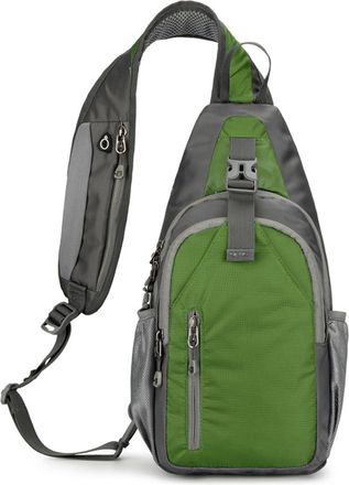 Generic Sling Bag for Men Chest with USB Headphone Cable Outlet Port Crossbody Shoulder Soft Polyester Smooth Zippers Adjustable Strap 3-Compartment Structure