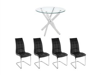 Vente-Unique Conjunto mesa COSIMA + 2 sillas NADYA - Negro