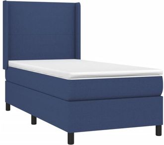 vidaXL Cama Box Spring Colch&oacute;n Y Luces Led Tela Azul 90x190 Cm Vidaxl