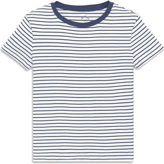 primary Womens Fit Rib Tee In Stripe in Sunwashed Navy White Stripe at Nordstrom, Size Xx-Large