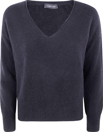 Anneclaire Wool & Cashmere Stretch Over V Neck