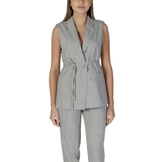 Vila Vila, Jassen, Dames, Grijs, M, Polyester, Grijze Polyester Vest Lente/Zomer Collectie