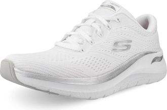 Skechers Womens Arch Fit 2.0 Glow The Distance Slip-On Sneakers, White Mesh/Silver Trim, 5.5 UK