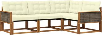 vidaXL Conjunto De Sof&aacute;s De Exterior 4 Uds. Natural Y Crema Vidaxl