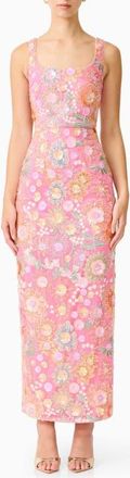 Elliatt Nathalie Sequin Floral Column Gown in Pink Floral at Nordstrom, Size Xx-Small
