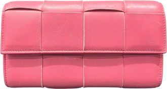Bottega Veneta Pink Leather Long Wallet (Bi-Fold) (Pre-Owned)