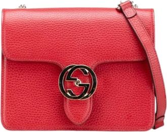 Gucci Pre-owned Cross Body Bags, female, Red, Size: ONE SIZE Pre-owned Leather Crossbody Bag